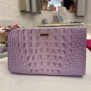 Brahmin Lavender Croc-Embossed Wristlet